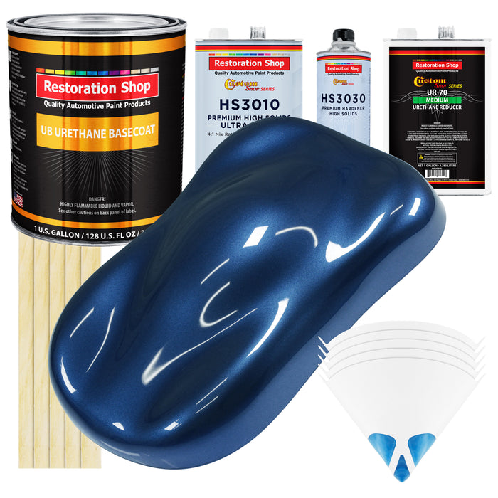 Sapphire Blue Metallic - Urethane Basecoat with Premium Clearcoat Auto Paint (Complete Medium Gallon Paint Kit) Professional Gloss Automotive Coating