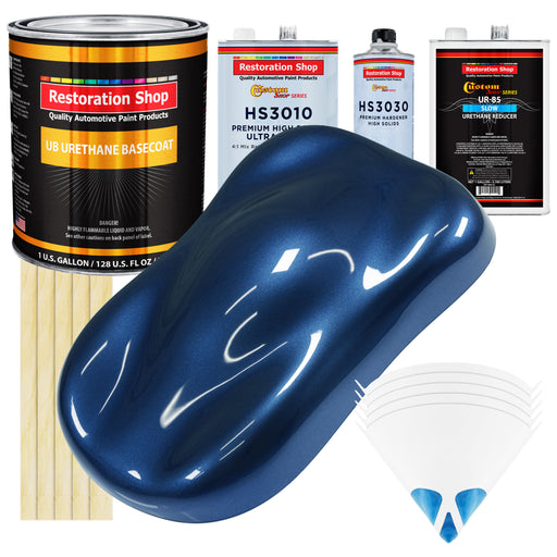 Sapphire Blue Metallic - Urethane Basecoat with Premium Clearcoat Auto Paint - Complete Slow Gallon Paint Kit - Professional Gloss Automotive Coating