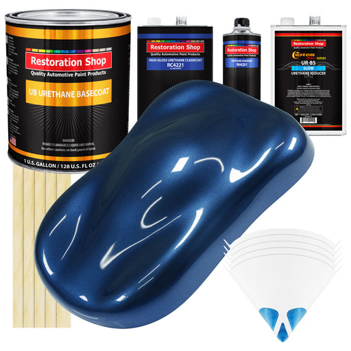 Sapphire Blue Metallic - Urethane Basecoat with Clearcoat Auto Paint (Complete Slow Gallon Paint Kit) Professional Gloss Automotive Car Truck Coating