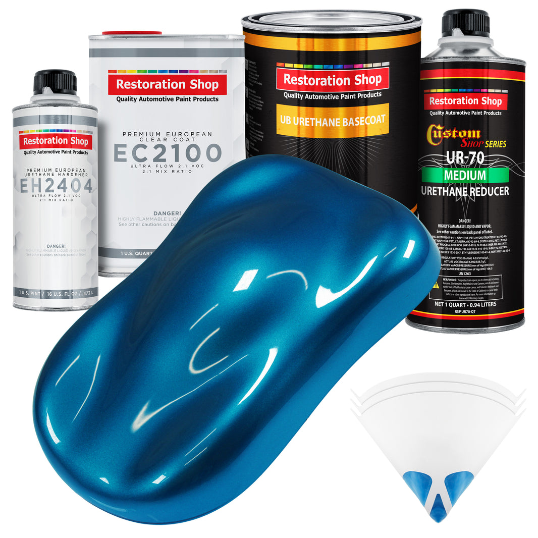Cruise Night Blue Metallic Urethane Basecoat with European Clearcoat Auto Paint - Complete Quart Paint Color Kit - Automotive Refinish Coating