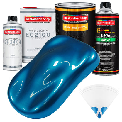 Cruise Night Blue Metallic Urethane Basecoat with European Clearcoat Auto Paint - Complete Quart Paint Color Kit - Automotive Refinish Coating