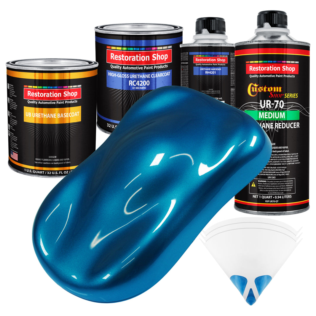 Cruise Night Blue Metallic - Urethane Basecoat with Clearcoat Auto Paint - Complete Medium Quart Paint Kit - Professional Automotive Car Truck Coating