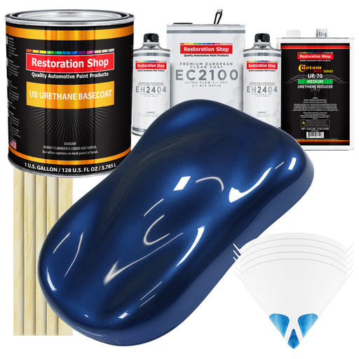 Daytona Blue Metallic Urethane Basecoat with European Clearcoat Auto Paint - Complete Gallon Paint Color Kit - Automotive Refinish Coating