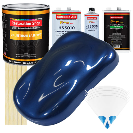 Daytona Blue Metallic - Urethane Basecoat with Premium Clearcoat Auto Paint - Complete Medium Gallon Paint Kit - Professional Gloss Automotive Coating