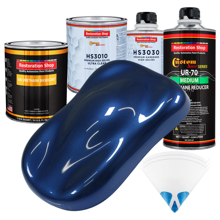 Daytona Blue Metallic - Urethane Basecoat with Premium Clearcoat Auto Paint - Complete Medium Quart Paint Kit - Professional Gloss Automotive Coating