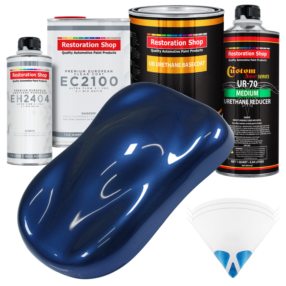 Daytona Blue Metallic Urethane Basecoat with European Clearcoat Auto Paint - Complete Quart Paint Color Kit - Automotive Refinish Coating