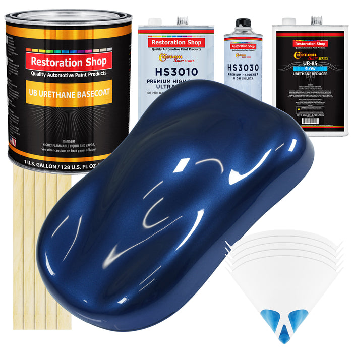 Daytona Blue Metallic - Urethane Basecoat with Premium Clearcoat Auto Paint - Complete Slow Gallon Paint Kit - Professional Gloss Automotive Coating
