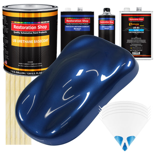 Daytona Blue Metallic - Urethane Basecoat with Clearcoat Auto Paint - Complete Slow Gallon Paint Kit - Professional Gloss Automotive Car Truck Coating