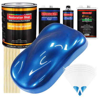 Burn Out Blue Metallic - Urethane Basecoat with Clearcoat Auto Paint - Complete Medium Gallon Paint Kit - Professional Automotive Car Truck Coating