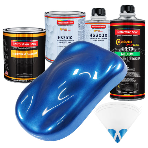 Burn Out Blue Metallic - Urethane Basecoat with Premium Clearcoat Auto Paint - Complete Medium Quart Paint Kit - Professional Gloss Automotive Coating