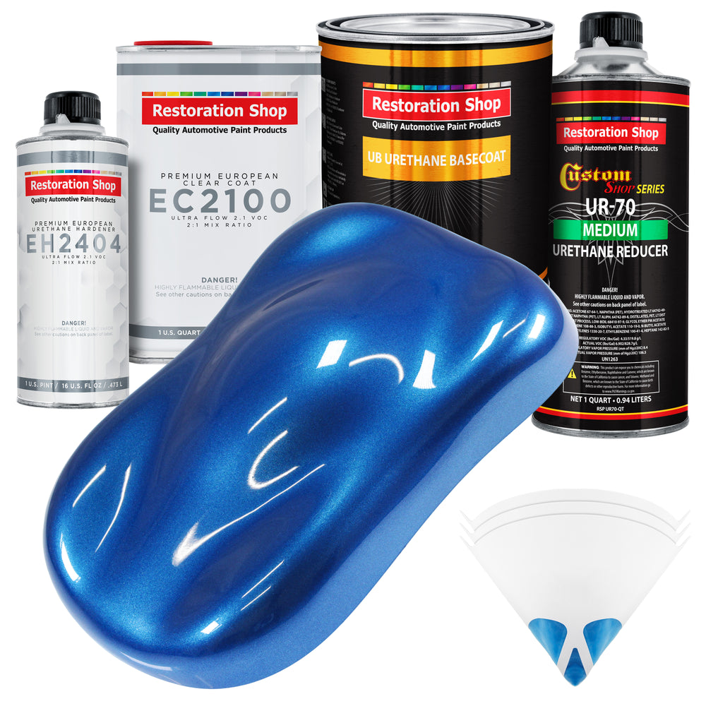 Burn Out Blue Metallic Urethane Basecoat with European Clearcoat Auto Paint - Complete Quart Paint Color Kit - Automotive Refinish Coating