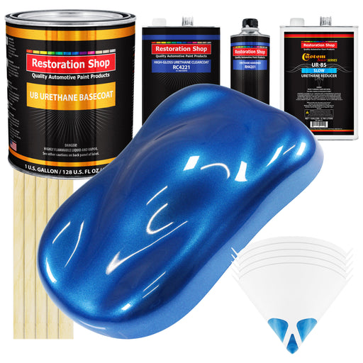 Burn Out Blue Metallic - Urethane Basecoat with Clearcoat Auto Paint (Complete Slow Gallon Paint Kit) Professional Gloss Automotive Car Truck Coating