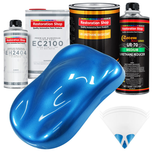 Fiji Blue Metallic Urethane Basecoat with European Clearcoat Auto Paint - Complete Quart Paint Color Kit - Automotive Refinish Coating