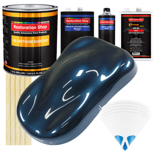 Moonlight Drive Blue Metallic - Urethane Basecoat with Clearcoat Auto Paint (Complete Fast Gallon Paint Kit) Professional Automotive Car Truck Coating