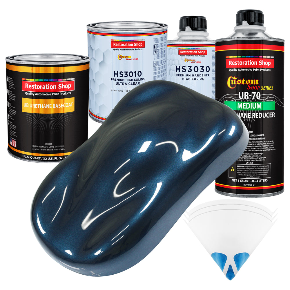 Moonlight Drive Blue Metallic - Urethane Basecoat with Premium Clearcoat Auto Paint (Complete Medium Quart Paint Kit) Professional Automotive Coating