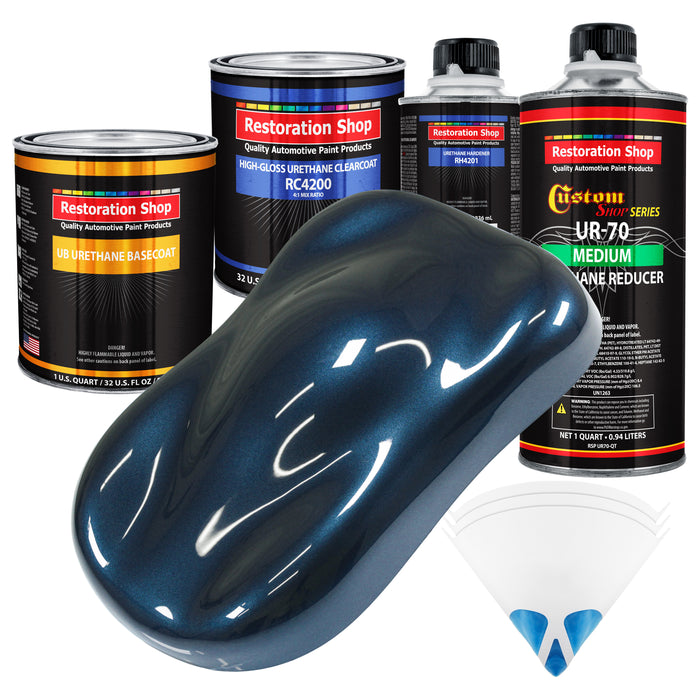 Moonlight Drive Blue Metallic - Urethane Basecoat with Clearcoat Auto Paint - Complete Medium Quart Paint Kit - Professional Automotive Car Coating