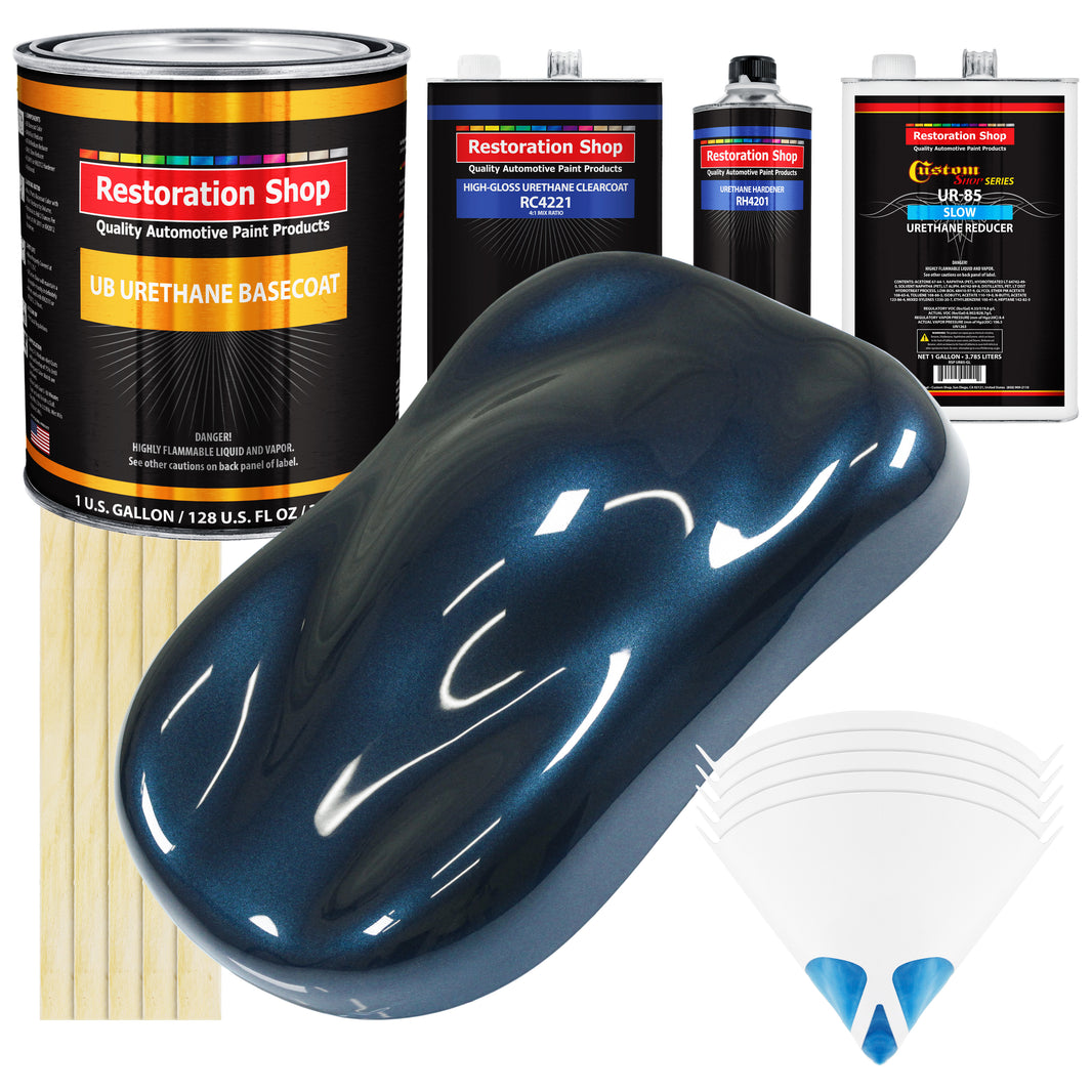 Moonlight Drive Blue Metallic - Urethane Basecoat with Clearcoat Auto Paint (Complete Slow Gallon Paint Kit) Professional Automotive Car Truck Coating