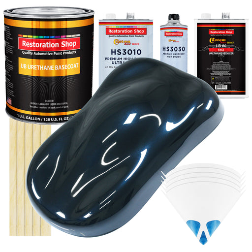 Dark Midnight Blue Pearl - Urethane Basecoat with Premium Clearcoat Auto Paint (Complete Fast Gallon Paint Kit) Professional Gloss Automotive Coating
