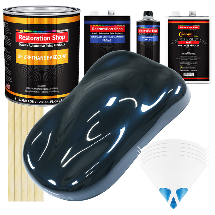 Dark Midnight Blue Pearl - Urethane Basecoat with Clearcoat Auto Paint - Complete Fast Gallon Paint Kit - Professional Automotive Car Truck Coating