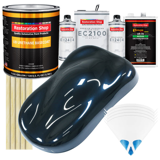 Dark Midnight Blue Pearl Urethane Basecoat with European Clearcoat Auto Paint - Complete Gallon Paint Color Kit - Automotive Refinish Coating