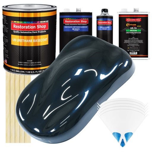 Dark Midnight Blue Pearl - Urethane Basecoat with Clearcoat Auto Paint - Complete Medium Gallon Paint Kit - Professional Automotive Car Truck Coating