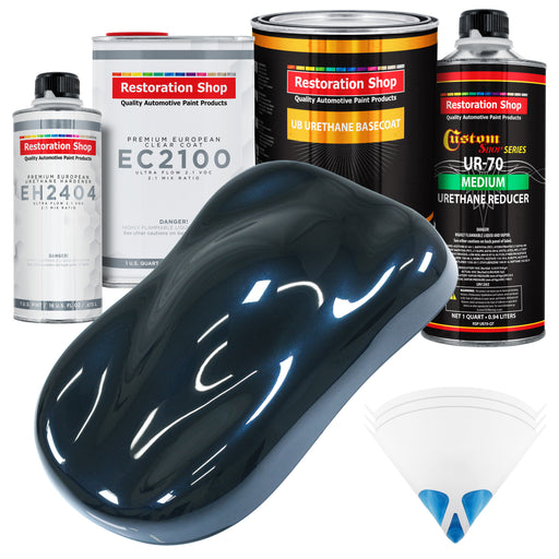 Dark Midnight Blue Pearl Urethane Basecoat with European Clearcoat Auto Paint - Complete Quart Paint Color Kit - Automotive Refinish Coating