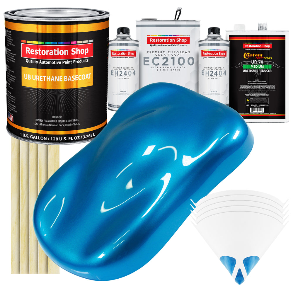 Intense Blue Metallic Urethane Basecoat with European Clearcoat Auto Paint - Complete Gallon Paint Color Kit - Automotive Refinish Coating