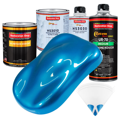 Intense Blue Metallic - Urethane Basecoat with Premium Clearcoat Auto Paint - Complete Medium Quart Paint Kit - Professional Gloss Automotive Coating