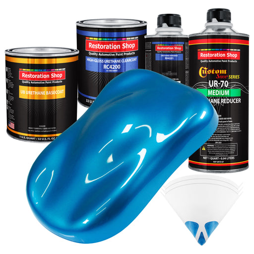 Intense Blue Metallic - Urethane Basecoat with Clearcoat Auto Paint (Complete Medium Quart Paint Kit) Professional Gloss Automotive Car Truck Coating