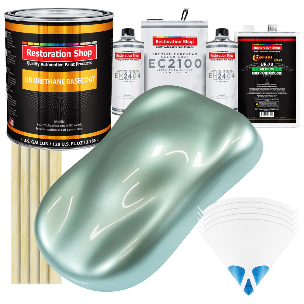 Frost Green Metallic Urethane Basecoat with European Clearcoat Auto Paint - Complete Gallon Paint Color Kit - Automotive Refinish Coating