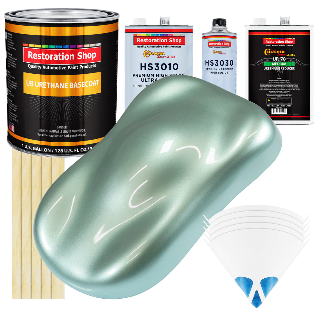 Frost Green Metallic - Urethane Basecoat with Premium Clearcoat Auto Paint - Complete Medium Gallon Paint Kit - Professional Gloss Automotive Coating