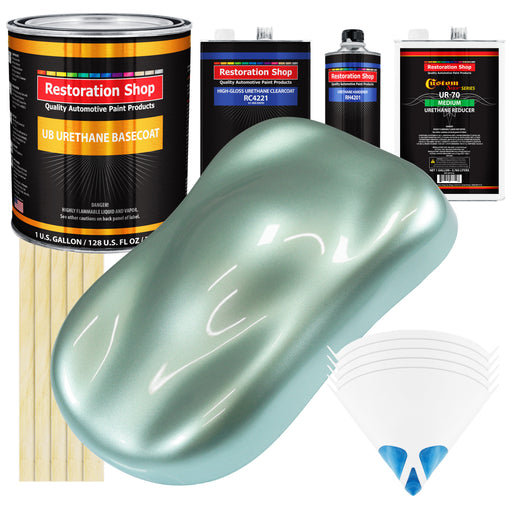 Frost Green Metallic - Urethane Basecoat with Clearcoat Auto Paint (Complete Medium Gallon Paint Kit) Professional Gloss Automotive Car Truck Coating