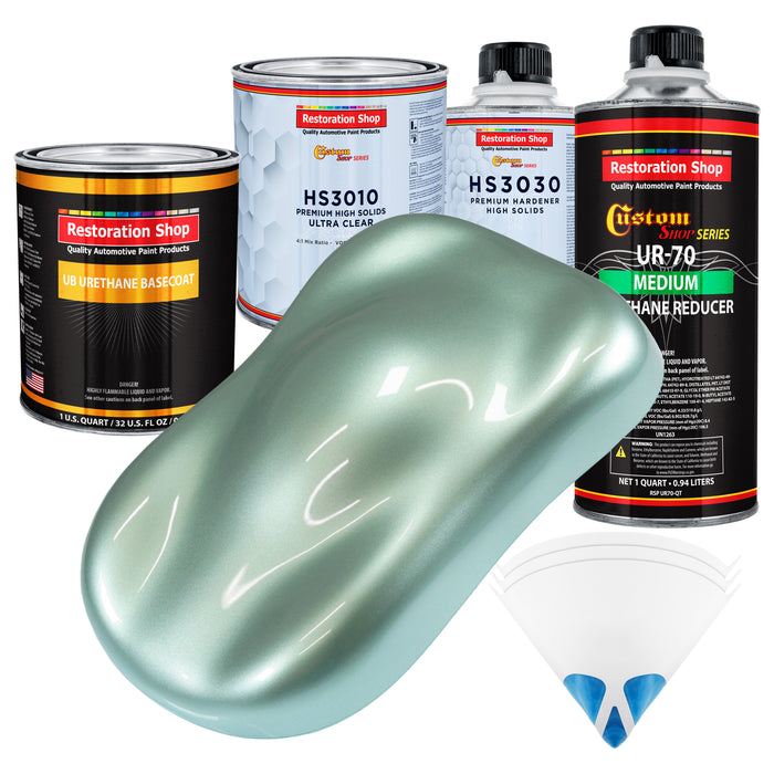 Frost Green Metallic - Urethane Basecoat with Premium Clearcoat Auto Paint - Complete Medium Quart Paint Kit - Professional Gloss Automotive Coating
