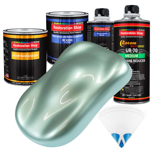 Frost Green Metallic - Urethane Basecoat with Clearcoat Auto Paint - Complete Medium Quart Paint Kit - Professional Gloss Automotive Car Truck Coating