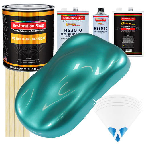 Gulfstream Aqua Metallic - Urethane Basecoat with Premium Clearcoat Auto Paint (Complete Fast Gallon Paint Kit) Professional Gloss Automotive Coating