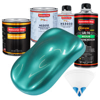 Gulfstream Aqua Metallic - Urethane Basecoat with Premium Clearcoat Auto Paint (Complete Medium Quart Paint Kit) Professional Gloss Automotive Coating