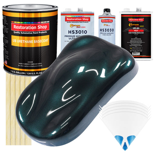 Dark Turquoise Metallic - Urethane Basecoat with Premium Clearcoat Auto Paint - Complete Fast Gallon Paint Kit - Professional Gloss Automotive Coating