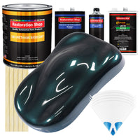 Dark Turquoise Metallic - Urethane Basecoat with Clearcoat Auto Paint - Complete Medium Gallon Paint Kit - Professional Automotive Car Truck Coating