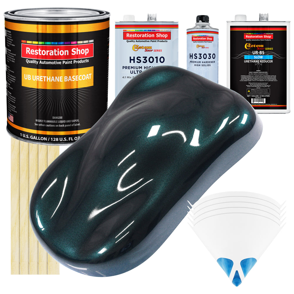 Dark Turquoise Metallic - Urethane Basecoat with Premium Clearcoat Auto Paint - Complete Slow Gallon Paint Kit - Professional Gloss Automotive Coating