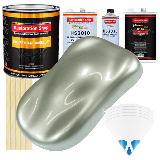 Sage Green Metallic - Urethane Basecoat with Premium Clearcoat Auto Paint (Complete Fast Gallon Paint Kit) Professional High Gloss Automotive Coating