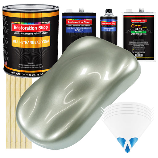 Sage Green Metallic - Urethane Basecoat with Clearcoat Auto Paint - Complete Medium Gallon Paint Kit - Professional Gloss Automotive Car Truck Coating