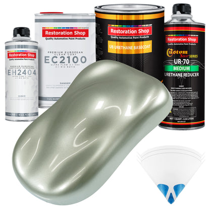 Sage Green Metallic Urethane Basecoat with European Clearcoat Auto Paint - Complete Quart Paint Color Kit - Automotive Refinish Coating