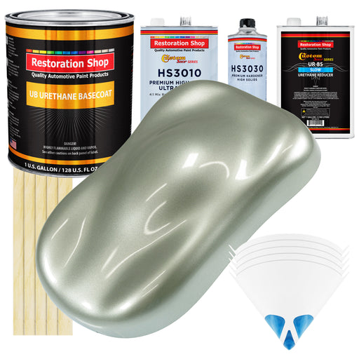 Sage Green Metallic - Urethane Basecoat with Premium Clearcoat Auto Paint (Complete Slow Gallon Paint Kit) Professional High Gloss Automotive Coating