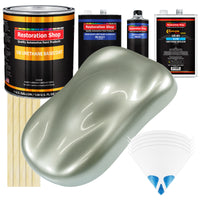 Sage Green Metallic - Urethane Basecoat with Clearcoat Auto Paint - Complete Slow Gallon Paint Kit - Professional Gloss Automotive Car Truck Coating