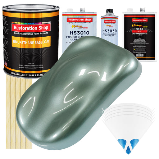 Slate Green Metallic - Urethane Basecoat with Premium Clearcoat Auto Paint (Complete Fast Gallon Paint Kit) Professional High Gloss Automotive Coating
