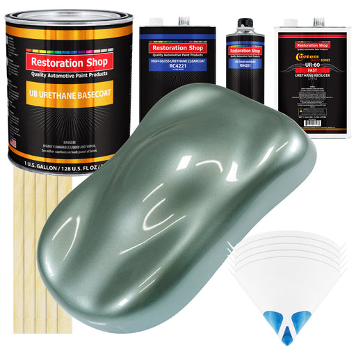 Slate Green Metallic - Urethane Basecoat with Clearcoat Auto Paint - Complete Fast Gallon Paint Kit - Professional Gloss Automotive Car Truck Coating