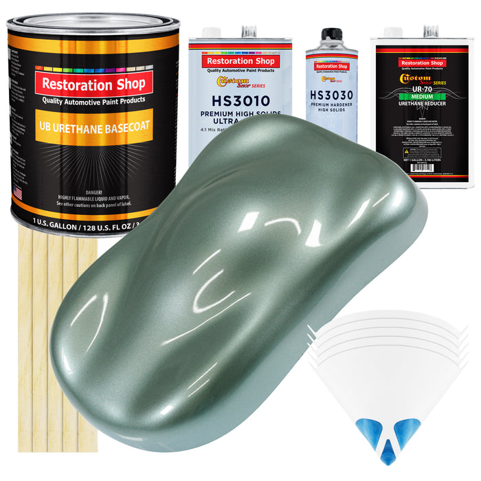 Slate Green Metallic - Urethane Basecoat with Premium Clearcoat Auto Paint - Complete Medium Gallon Paint Kit - Professional Gloss Automotive Coating