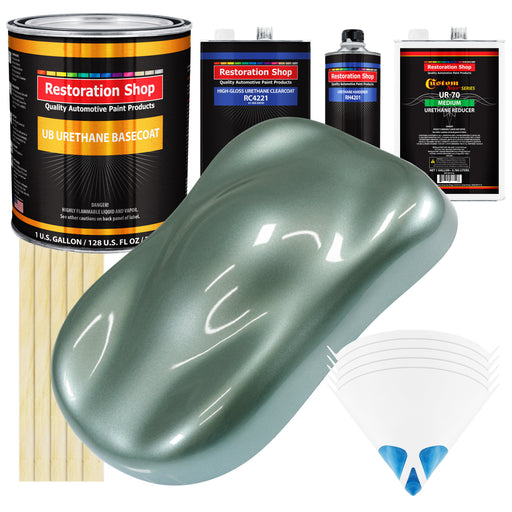 Slate Green Metallic - Urethane Basecoat with Clearcoat Auto Paint (Complete Medium Gallon Paint Kit) Professional Gloss Automotive Car Truck Coating