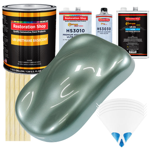 Slate Green Metallic - Urethane Basecoat with Premium Clearcoat Auto Paint (Complete Slow Gallon Paint Kit) Professional High Gloss Automotive Coating