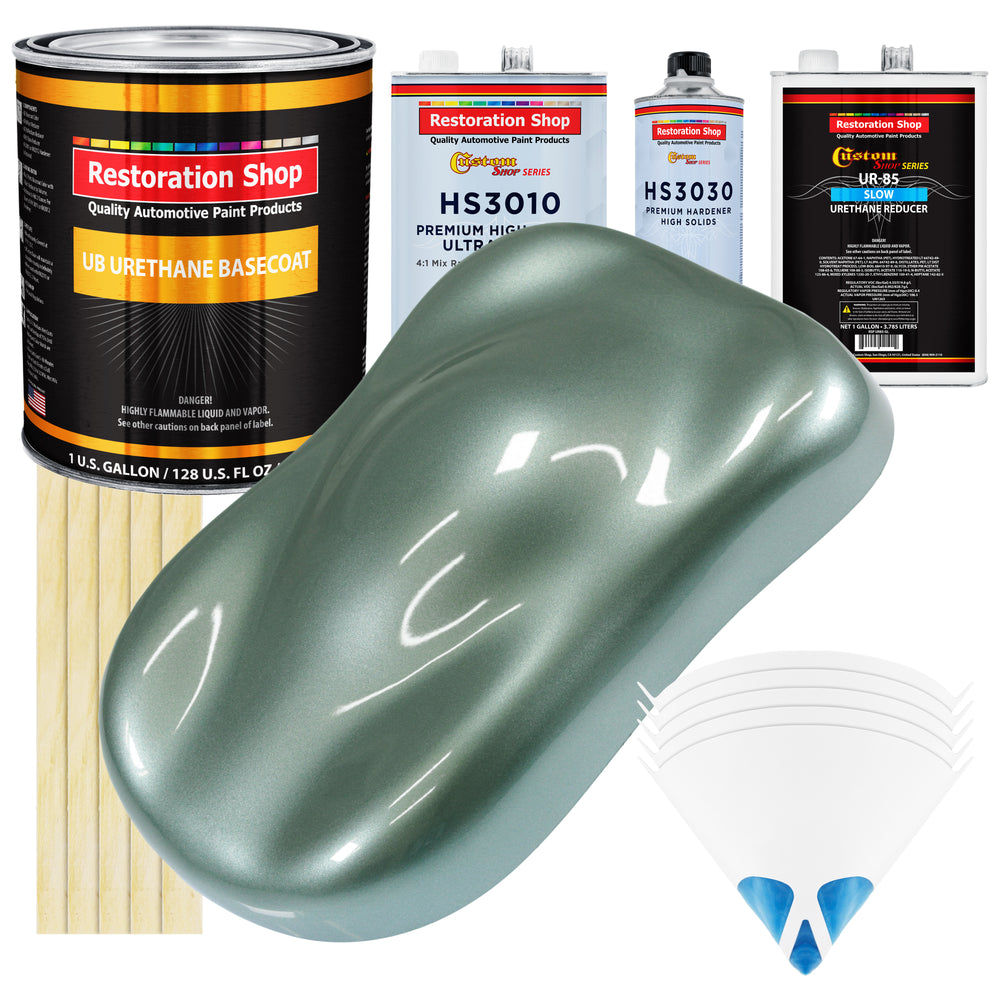 Slate Green Metallic - Urethane Basecoat with Premium Clearcoat Auto Paint (Complete Slow Gallon Paint Kit) Professional High Gloss Automotive Coating